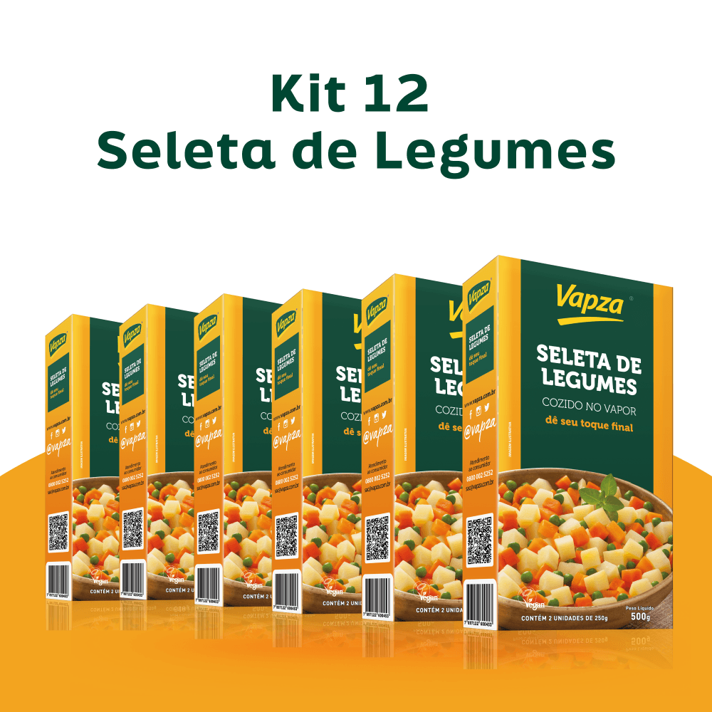 Kit 12 Seletas de Legumes Cozidas no Vapor 500G Vapza